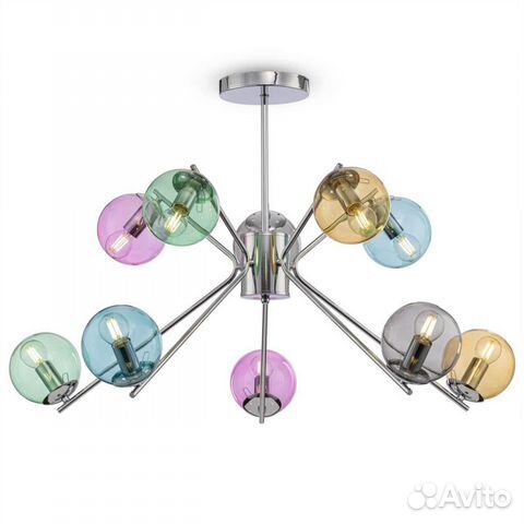 Люстра металл и стекло современная