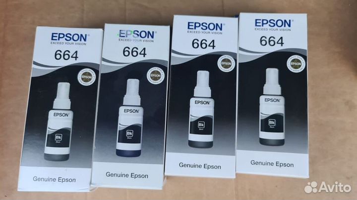Чернила для принтера запечатаны оригинал epson 664