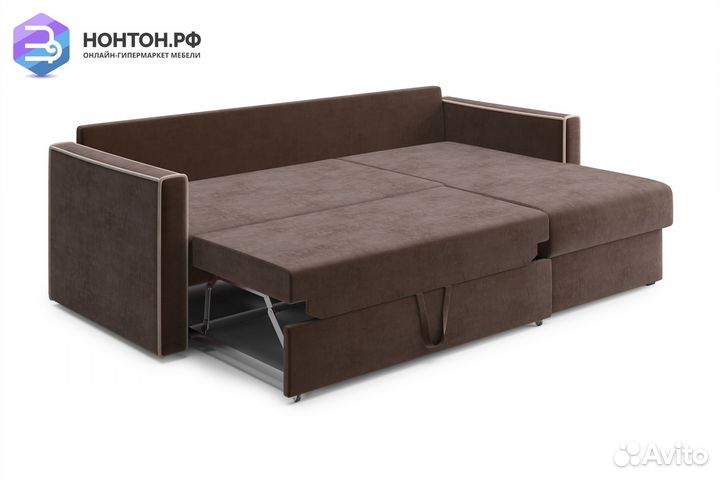 Диван угловой дельфин Леон коричневый