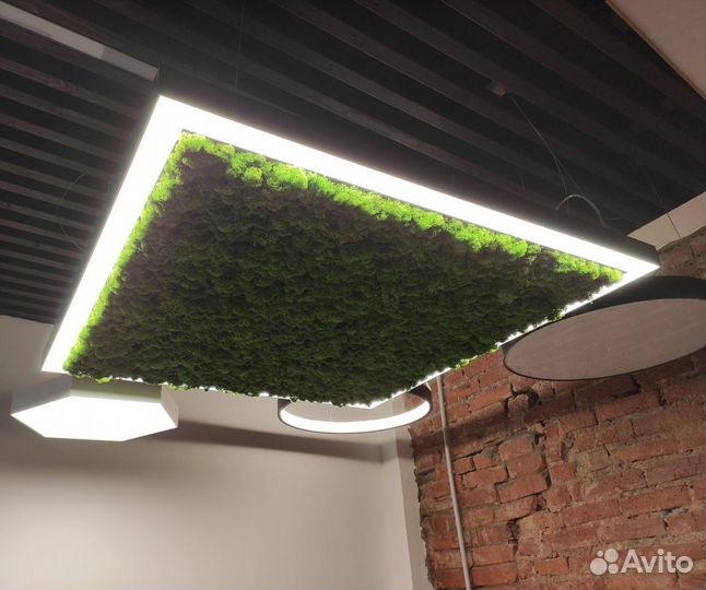 Люстра LED Квадратная со мхом Ягель 40W 540mm