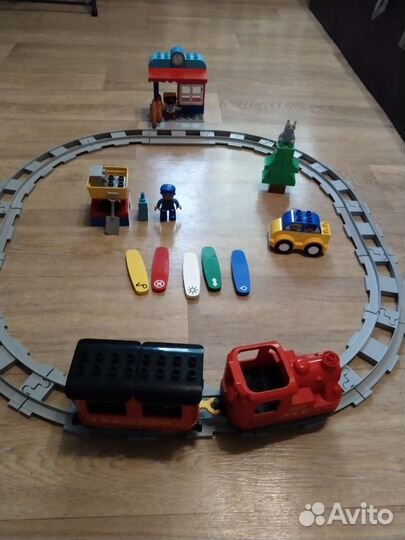 Lego duplo поезд, рельсы, мост