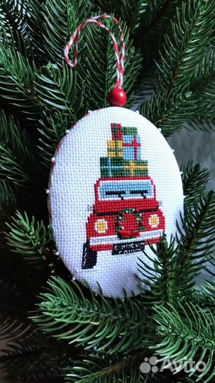 Игрушка на елку украшение елочное машина красная