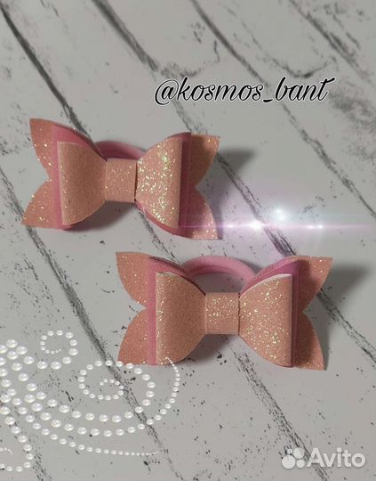 Бантики- резиночки из экокожи ручная работа