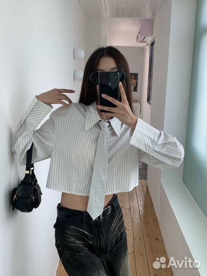 Рубашка кроп топ zara mango lime