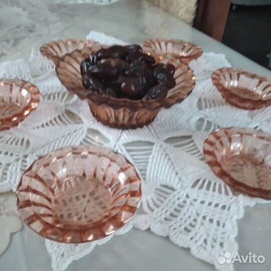 Вазочка для варенья и 6 розеток СССР