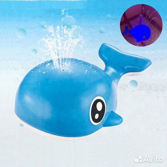 Китенок с фонтаном брызг