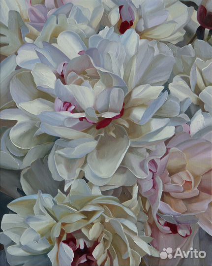 Картина на заказ маслом на холсте Пионы