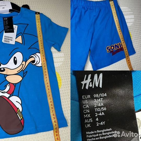 Пижама с Соником 98/104 h&m