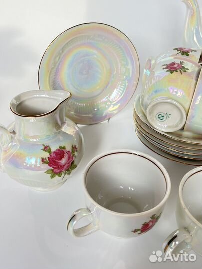 Кофейный сервиз ГДР фарфор перламутр