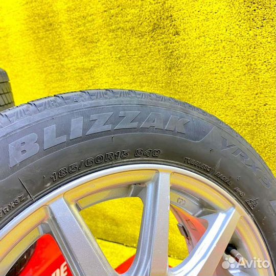 Колеса из Японии на дисках Aqua 5x100 c шинами Bridgestone 185/60R15 Магазин DZ25 К4923