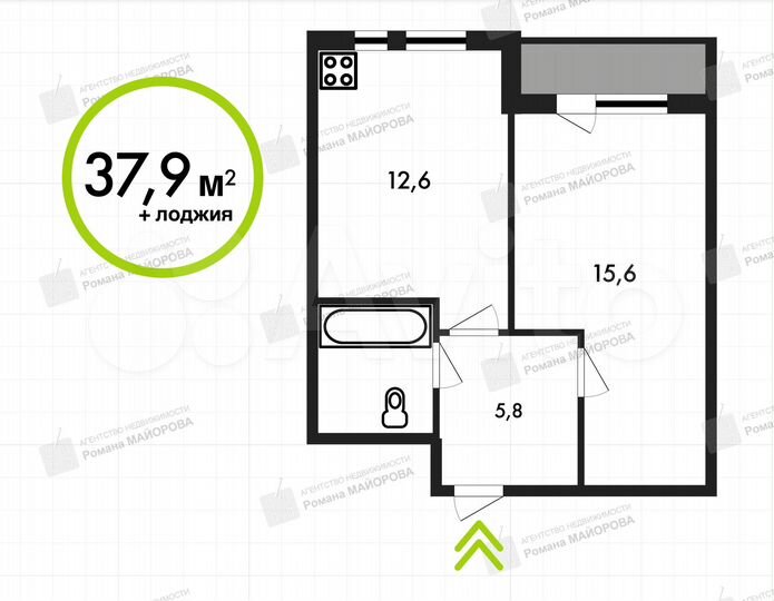 1-к. квартира, 37,9 м², 4/25 эт.