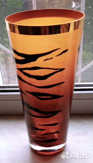 Ваза, 25 см, цветное стекло с золотой окантовкой