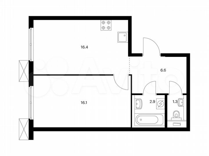 1-к. квартира, 43,3 м², 20/33 эт.