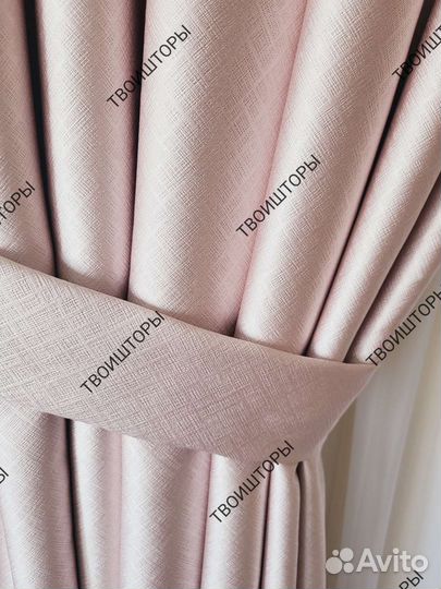 Шторы готовые блэкаут 100проц. нежно - розовый
