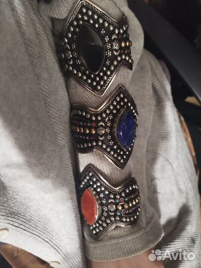 Браслет кофр каф с камнем бохо хиппи этно готика
