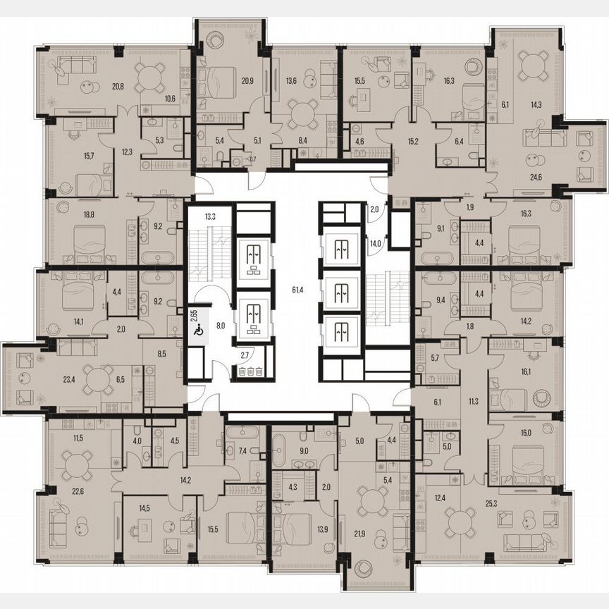 2-к. квартира, 65,9 м², 41/47 эт.
