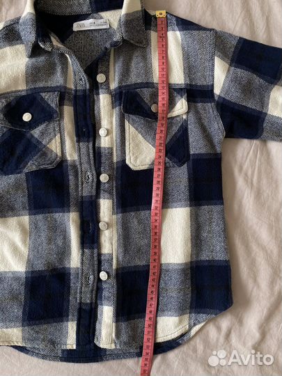 Рубашка в клетку теплая zara 110 116
