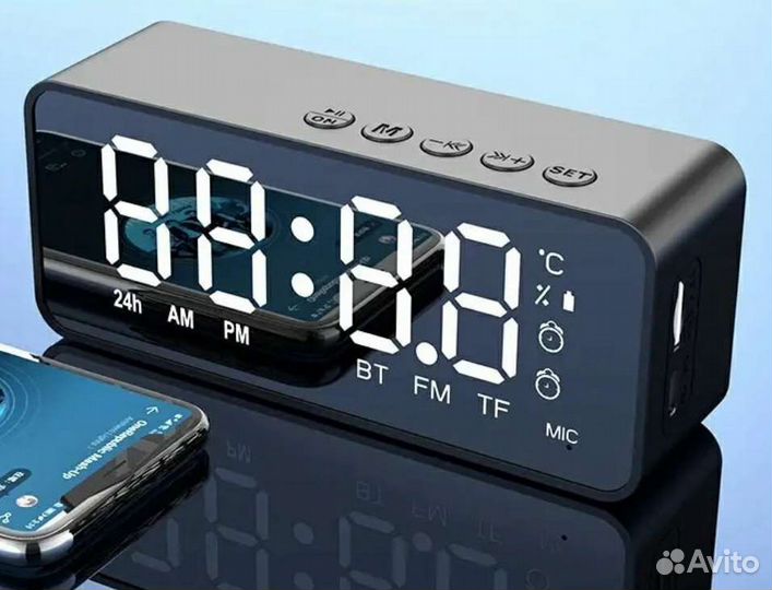 Часы будильник колонка FM
