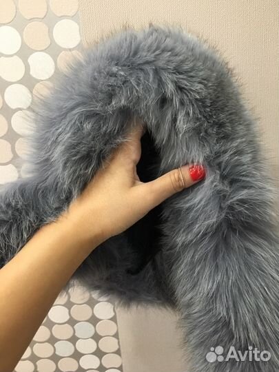 Кожаная шапка с мехом песца