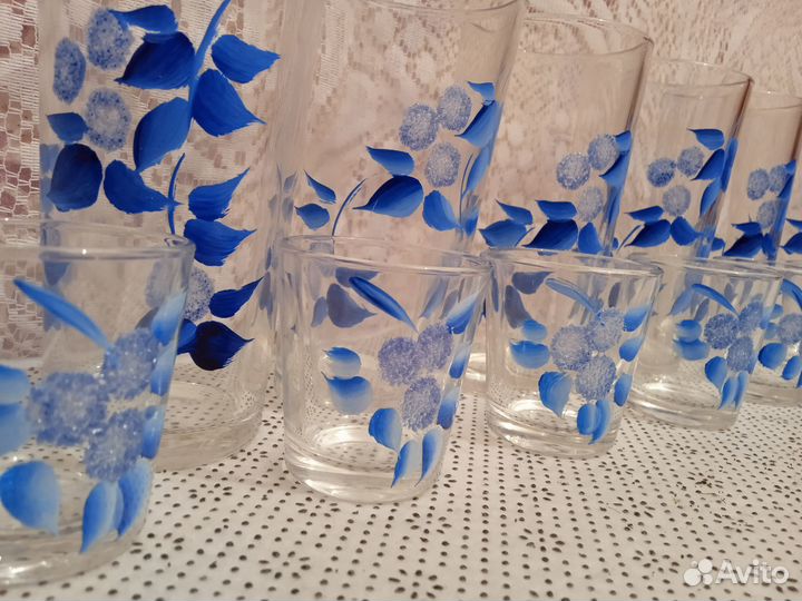 Набор стаканов и стопок с узором,12шт,новый,торг