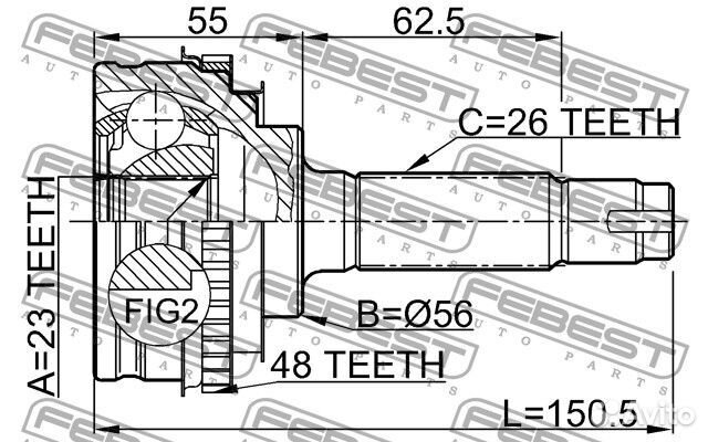 Шрус наружный 23x56x26