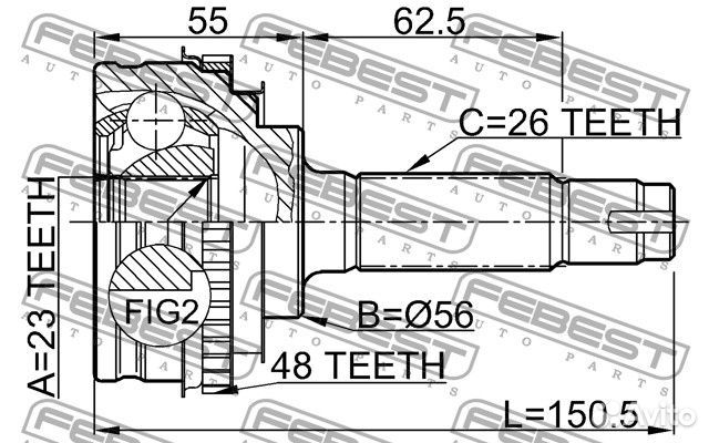 Шрус наружный 23x56x26