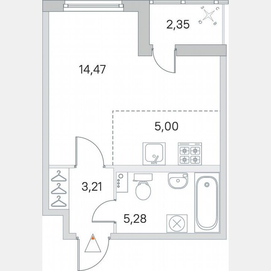 Квартира-студия, 28,9 м², 1/8 эт.