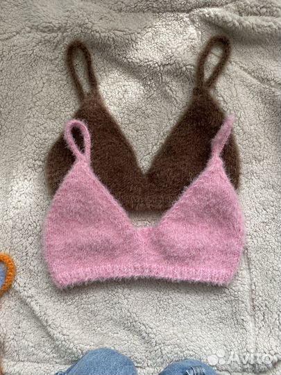 Вязаный топ, мягкий топ на бретельках