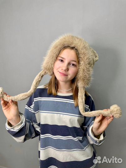 Шапка зимняя меховая женская ушанка с ушками