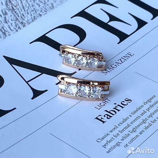 Серьги италия покрытие золото