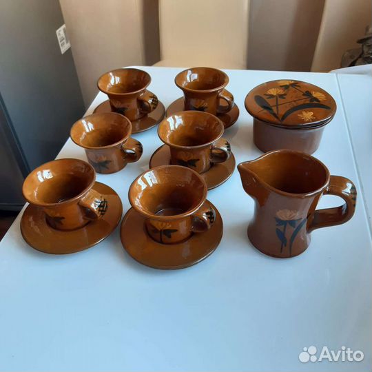 Сервиз чай/кофе майолика автор. работа СССР винтаж