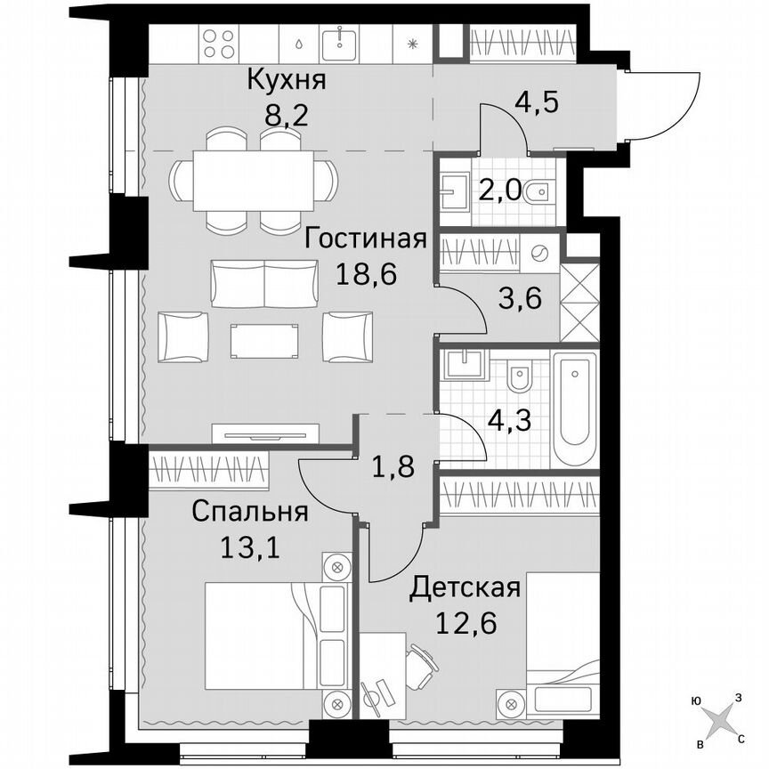 2-к. квартира, 68,7 м², 40/40 эт.