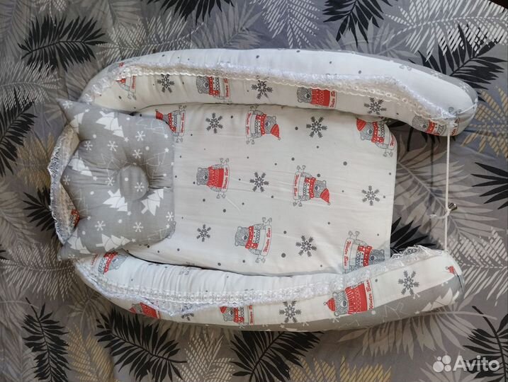 Подушка позиционер кокон гнездышко новорождённым