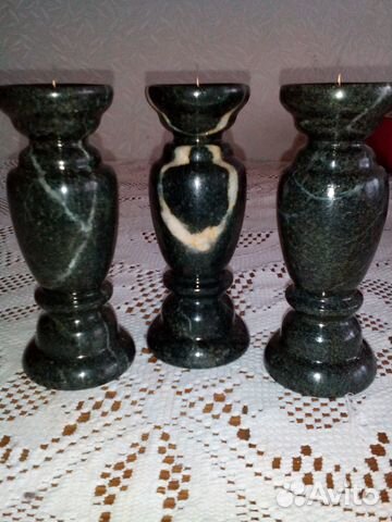 Подсвечник из змеевика 16см натуральный камень