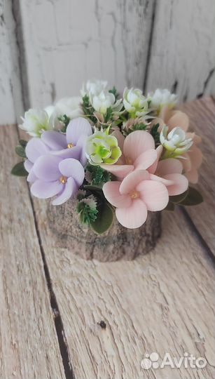 Цветы из мыла в кашпо