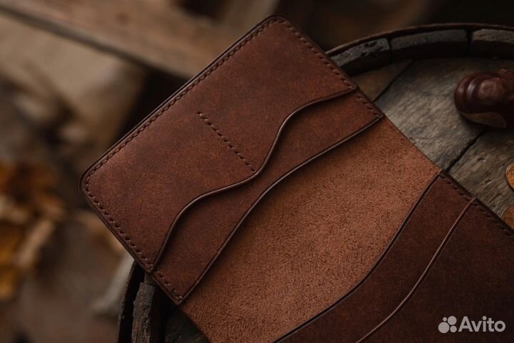 Обложка кожаная на документы, ручная работа