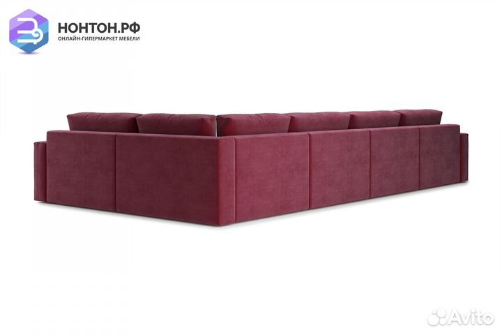 Диван п-образный тик-так Монарх бордовый