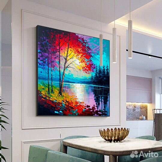 Яркая картина маслом красочный пейзаж Примерка