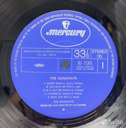 The Runaways - Jackie Cherie, Japan, 1977 LP, NM