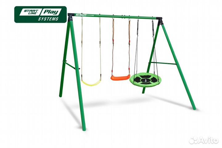 Качели детские уличные металлические 3 секции