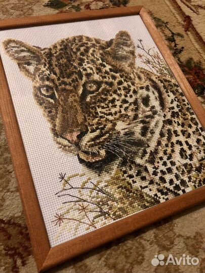 Картина вышивка - Леопард