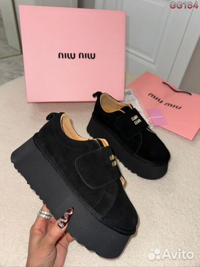 Замшевые лоферы MIU MIU