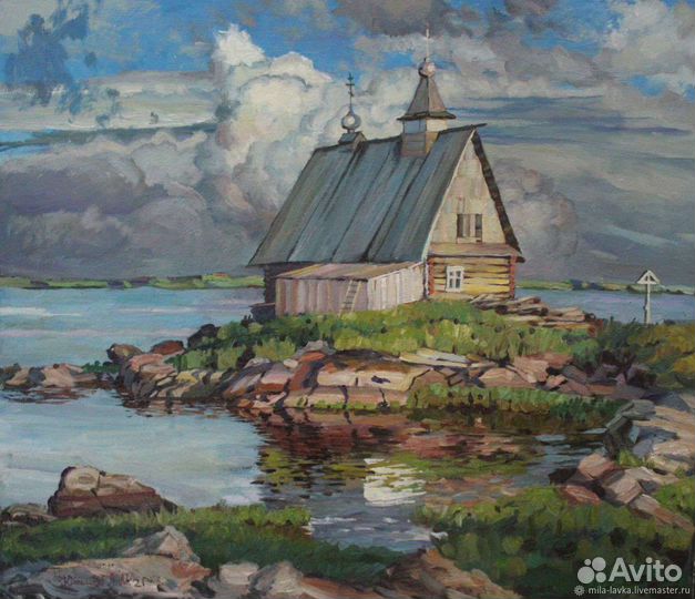 Большая картина маслом на холсте пейзаж