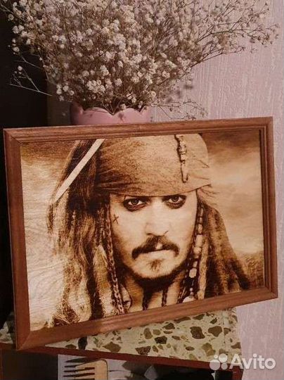 Портрет по фото на дереве. Выжигние