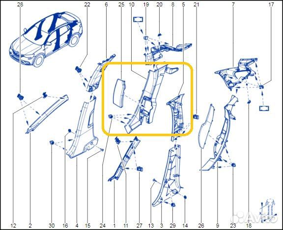 Обшивка стойки нижняя задняя правая Renault Arkana