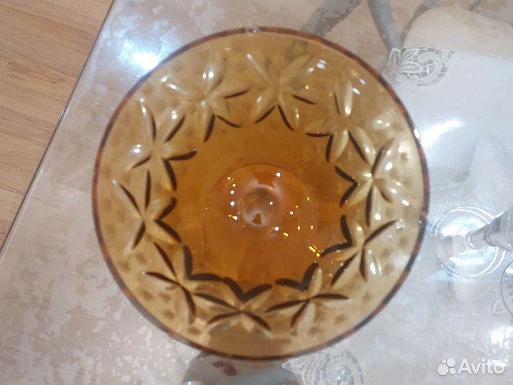 Ваза для фруктов цветной хрусталь СССР, винтаж