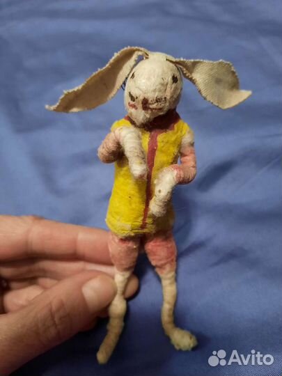 Старинная ёлочная игрушка Заяц вата редкость
