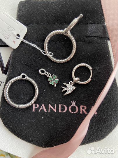 Серьги Pandora «кольца для шармов»