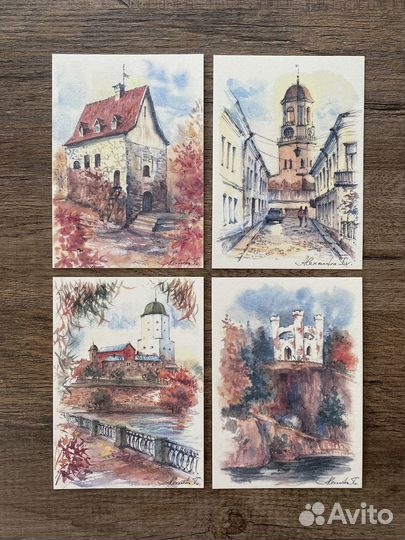 Открытки Выборг набор 4 шт