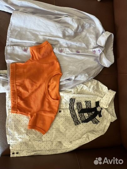 2 школьные блузки размеры 122-228 и короткий топ